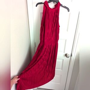 WHBM Red halter neck pleated dress, Size 4